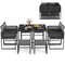 Costway 9 PCS Patio Dining Set with PE Rattan Chairs Tempered Glass Table and Ottomans